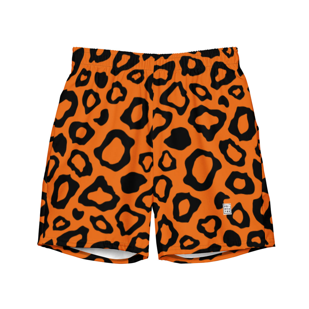 Orange Animal Print Men's Eco swim trunks